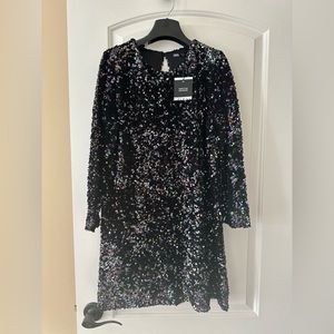 Zara sequin dress round neck long sleeve